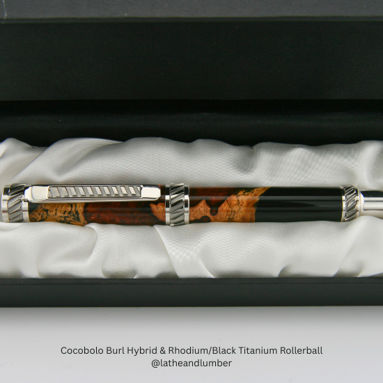 Cocobolo Burl & Rhodium/Black Titanium Rollerball