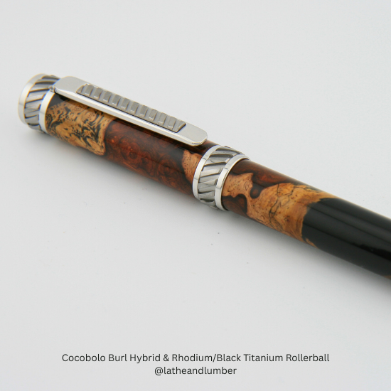 Cocobolo Burl & Rhodium/Black Titanium Rollerball