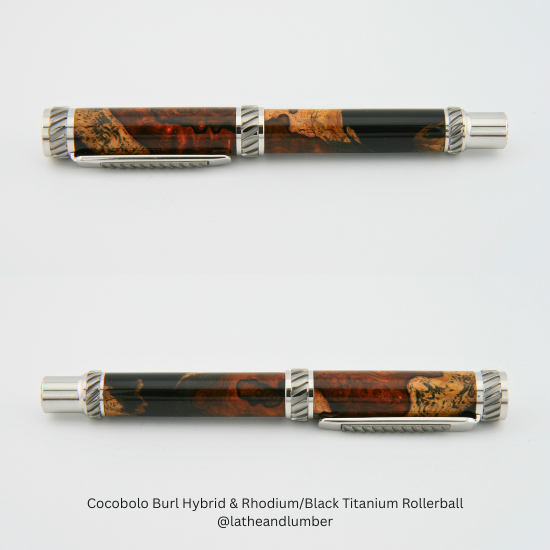 Cocobolo Burl & Rhodium/Black Titanium Rollerball