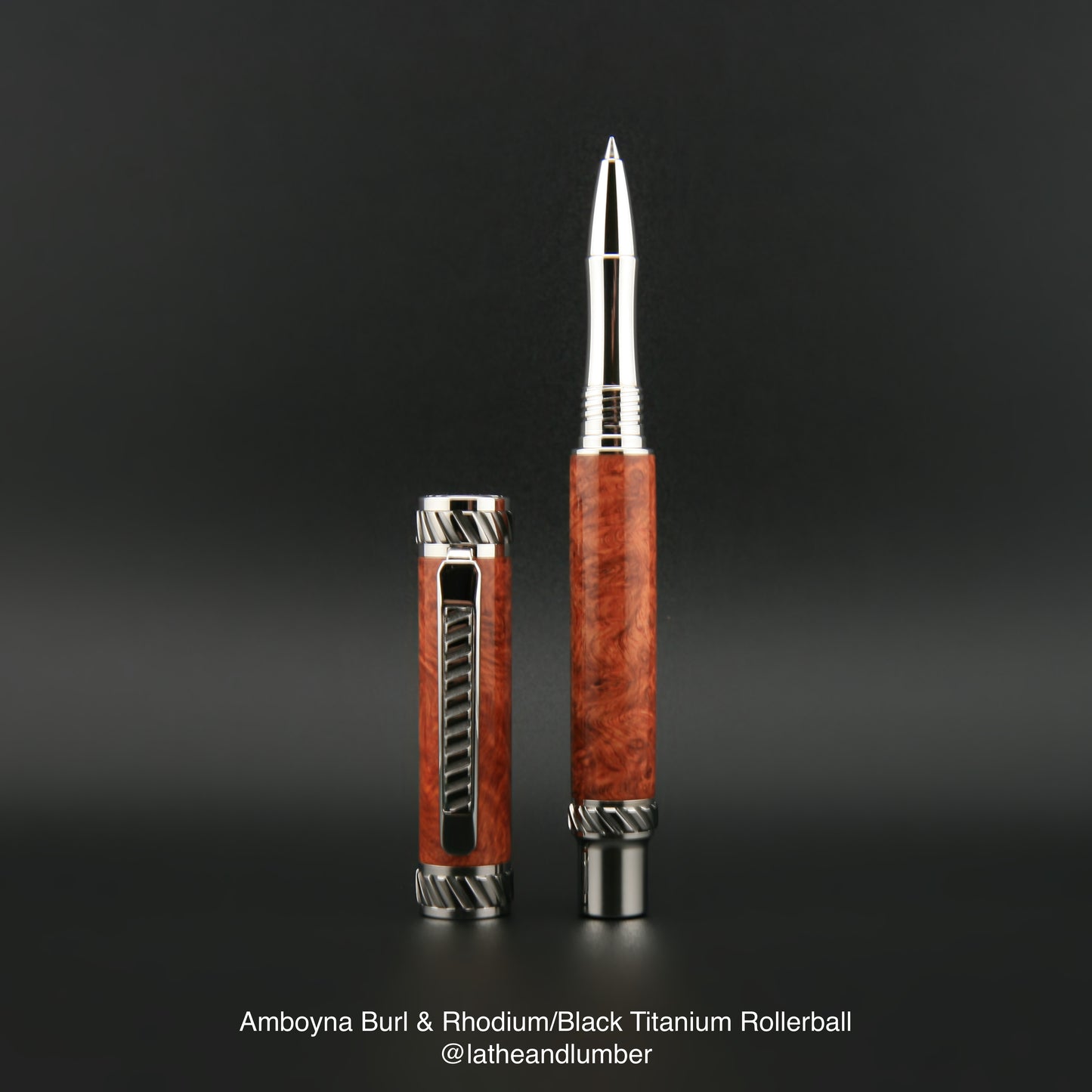 Amboyna Burl & Rhodium/Black Titanium Rollerball