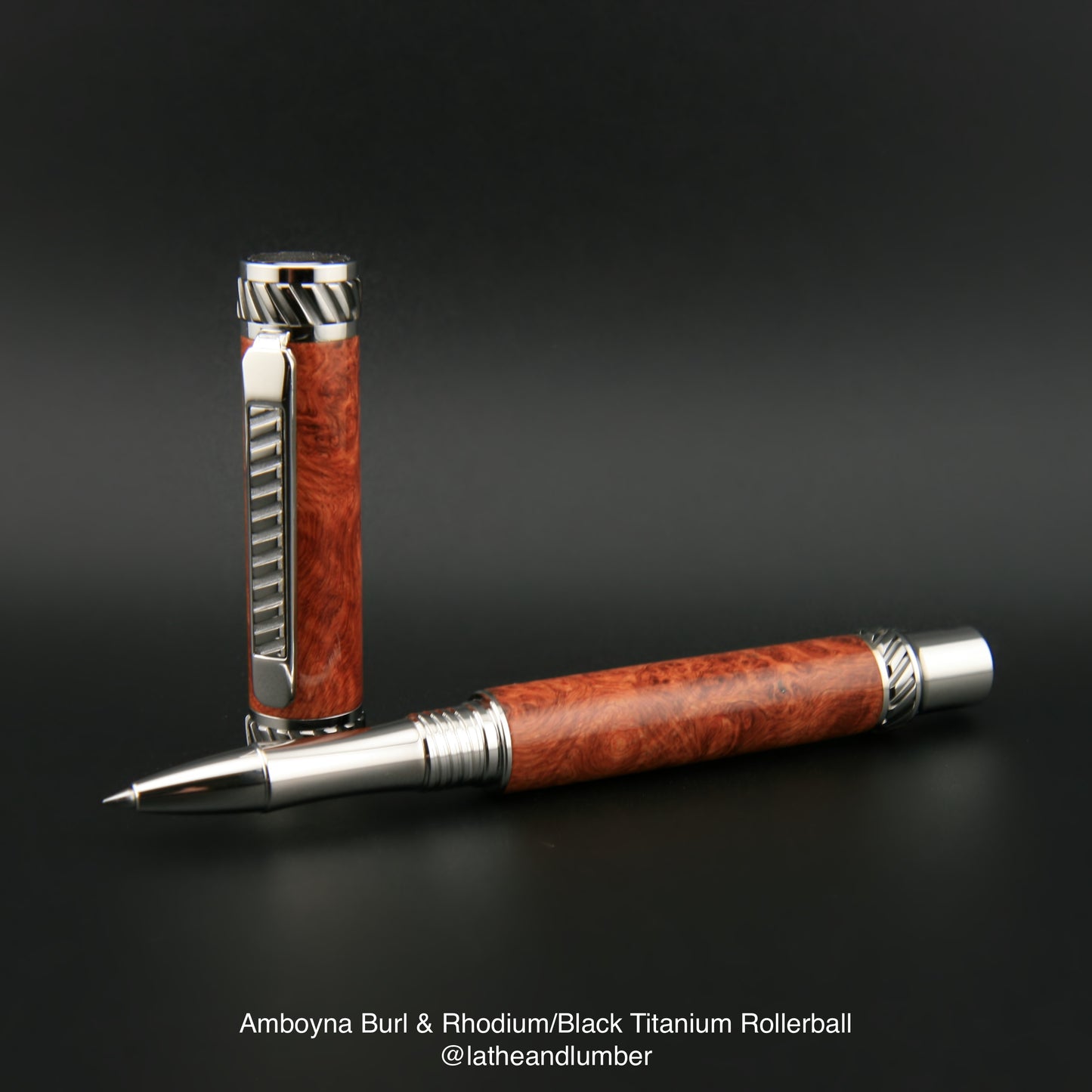 Amboyna Burl & Rhodium/Black Titanium Rollerball