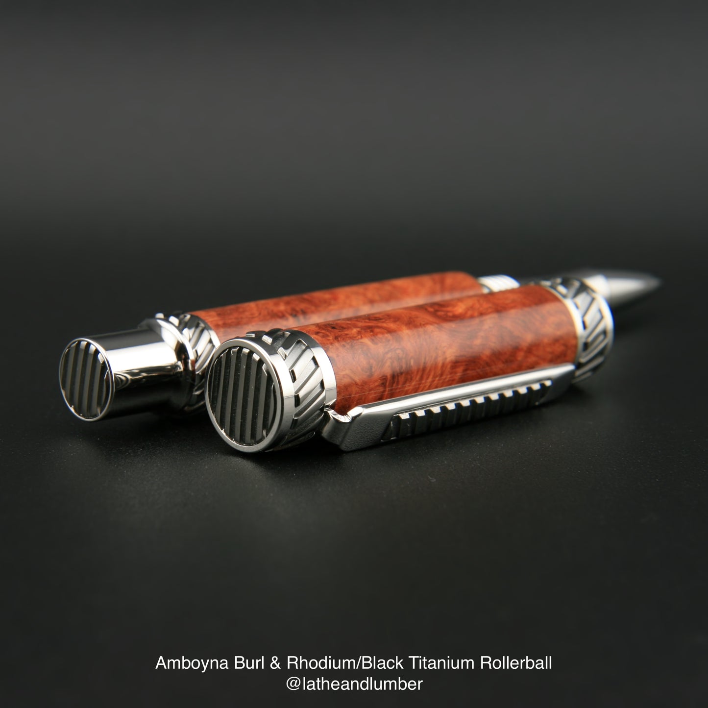 Amboyna Burl & Rhodium/Black Titanium Rollerball