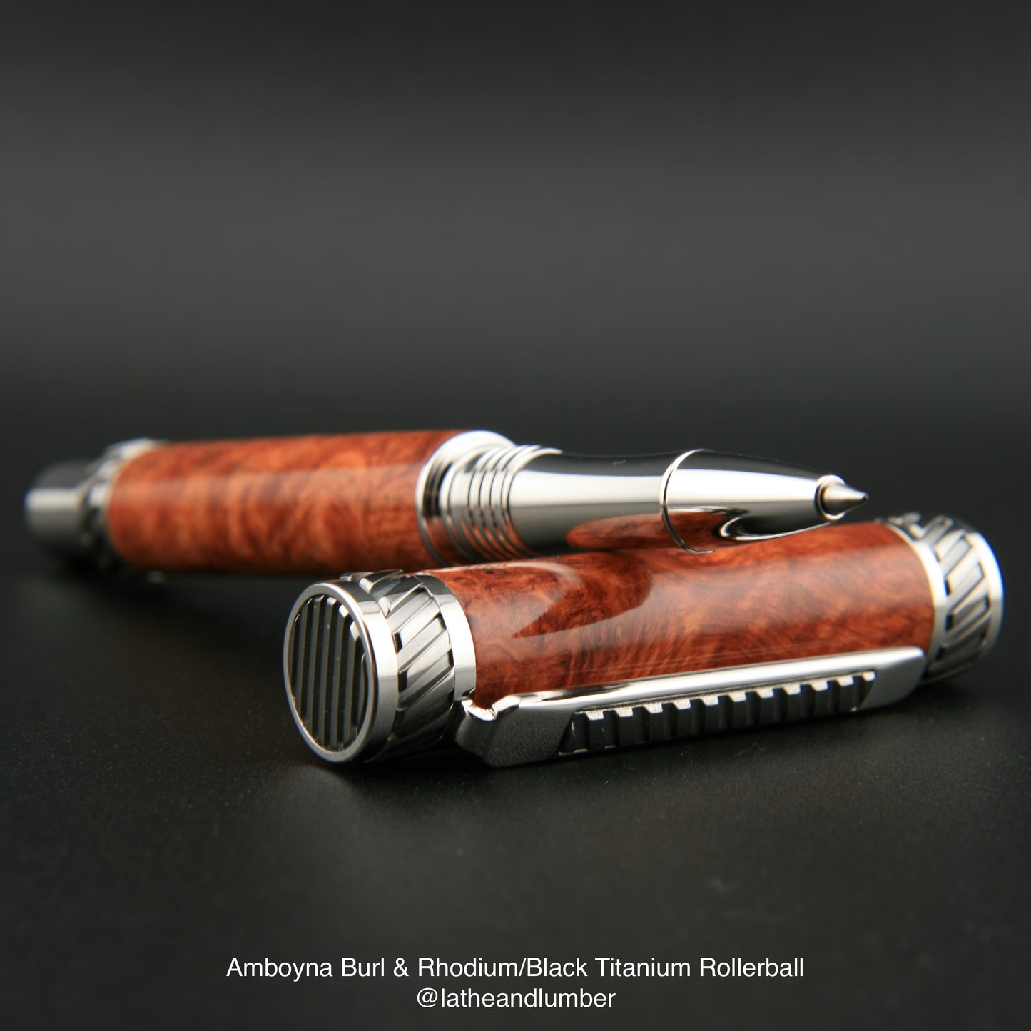 Amboyna Burl & Rhodium/Black Titanium Rollerball