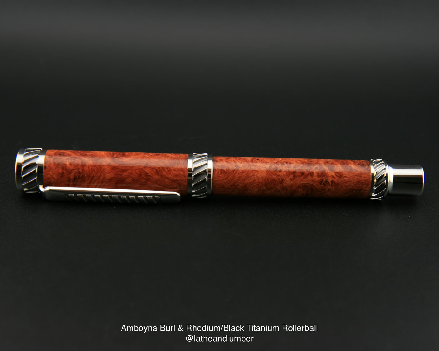 Amboyna Burl & Rhodium/Black Titanium Rollerball