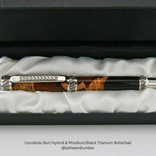 Cocobolo Burl & Rhodium/Black Titanium Rollerball