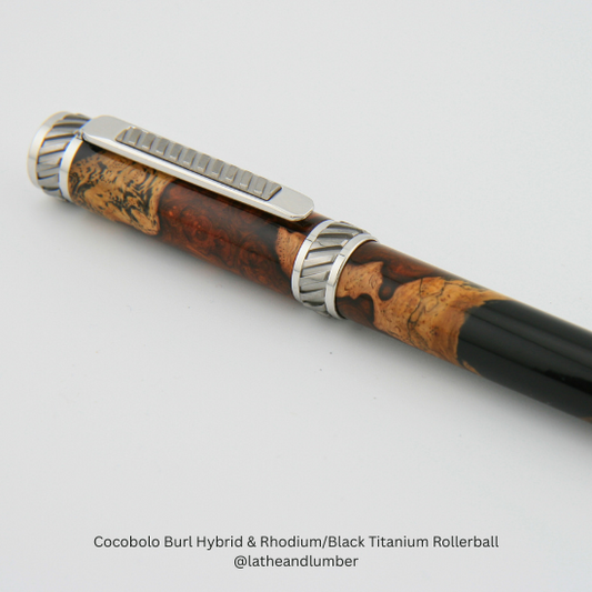 Cocobolo Burl & Rhodium/Black Titanium Rollerball