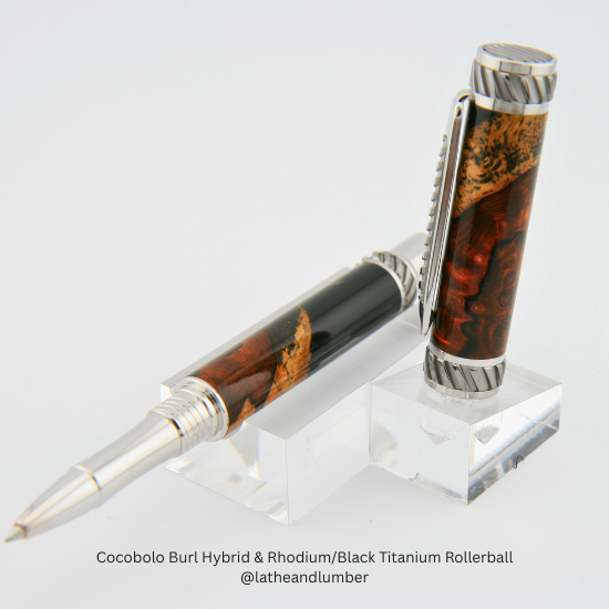 Cocobolo Burl & Rhodium/Black Titanium Rollerball